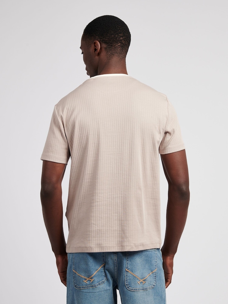 U.S. Polo Assn. Natural Mens Rib Texture T-Shirt - Image 2 of 7 U.S. Polo Assn. Natural Mens Rib Texture T-Shirt - Image 2 of 7