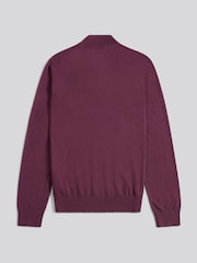 U.S. Polo Assn. Purple Mens Cotton Funnel Neck Quarter  Zip Knit Jumper - Image 2 of 3