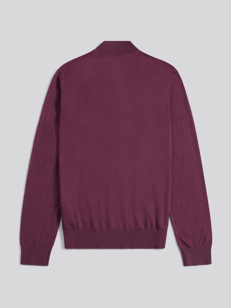 U.S. Polo Assn. Purple Mens Cotton Funnel Neck Quarter Zip Knit Jumper - Image 2 of 3 U.S. Polo Assn. Purple Mens Cotton Funnel Neck Quarter Zip Knit Jumper - Image 2 of 3