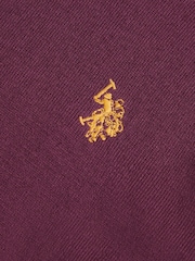 U.S. Polo Assn. Purple Mens Cotton Funnel Neck Quarter  Zip Knit Jumper - Image 3 of 3