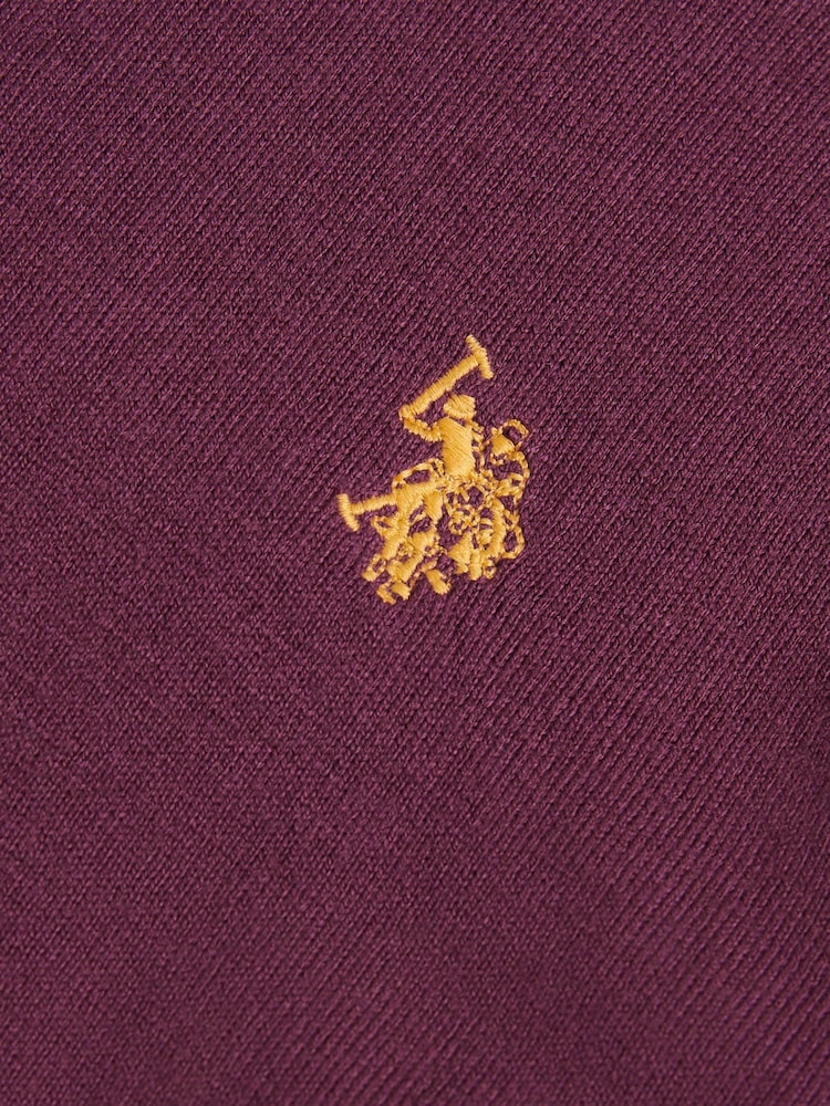 U.S. Polo Assn. Purple Mens Cotton Funnel Neck Quarter Zip Knit Jumper - Image 3 of 3 U.S. Polo Assn. Purple Mens Cotton Funnel Neck Quarter Zip Knit Jumper - Image 3 of 3