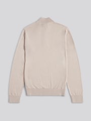 U.S. Polo Assn. Natural Mens Cotton Funnel Neck 1/4 Zip Knit Jumper - Image 6 of 7