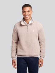 U.S. Polo Assn. Pink Mens French Rib 1/4 Funnel Sweatshirt - Image 1 of 9