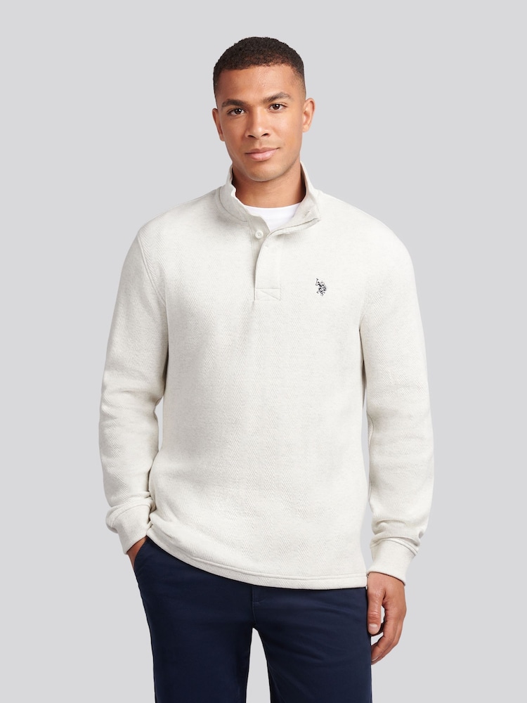 U.S. Polo Assn. Grey Mens Herringbone Open Hem Funnel Sweatshirt - Image 1 of 7 U.S. Polo Assn. Grey Mens Herringbone Open Hem Funnel Sweatshirt - Image 1 of 7