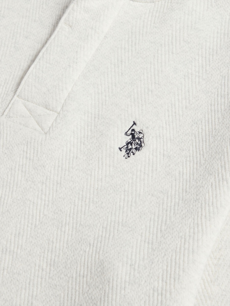 U.S. Polo Assn. Grey Mens Herringbone Open Hem Funnel Sweatshirt - Image 7 of 7 U.S. Polo Assn. Grey Mens Herringbone Open Hem Funnel Sweatshirt - Image 7 of 7