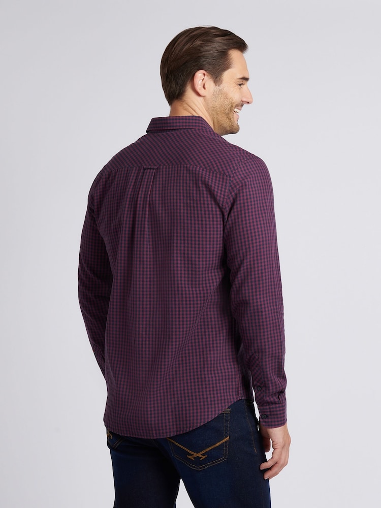U.S. Polo Assn. Purple Mens Herringbone Weave Peached Gingham Shirt - Image 2 of 8