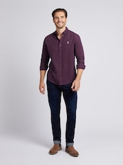 U.S. Polo Assn. Purple Mens Herringbone Weave Peached Gingham Shirt - Image 3 of 8