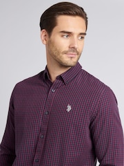 U.S. Polo Assn. Purple Mens Herringbone Weave Peached Gingham Shirt - Image 4 of 8