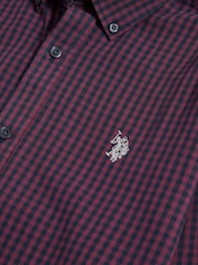 U.S. Polo Assn. Purple Mens Herringbone Weave Peached Gingham Shirt - Image 8 of 8