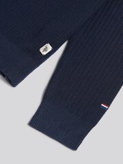 U.S. Polo Assn. Blue Mens Check Texture Knit Funnel Jumper - Image 7 of 7