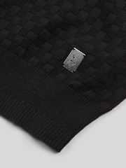 U.S. Polo Assn. Black Mens Smart Checkerboard Zip Through Funnel Cardigan - Image 7 of 8