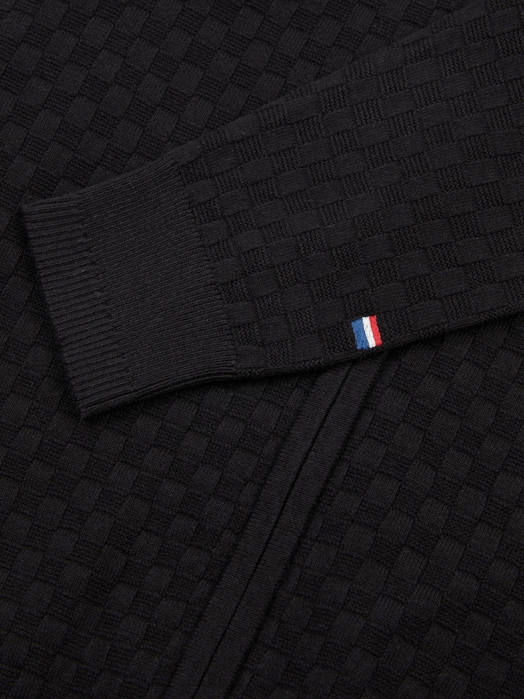 U.S. Polo Assn. Black Mens Smart Checkerboard Zip Through Funnel Cardigan - Image 8 of 8 U.S. Polo Assn. Black Mens Smart Checkerboard Zip Through Funnel Cardigan - Image 8 of 8