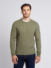 Verde - U.S. Polo Assn. Suéter masculino de malha trançada - Imagem 1 de 7