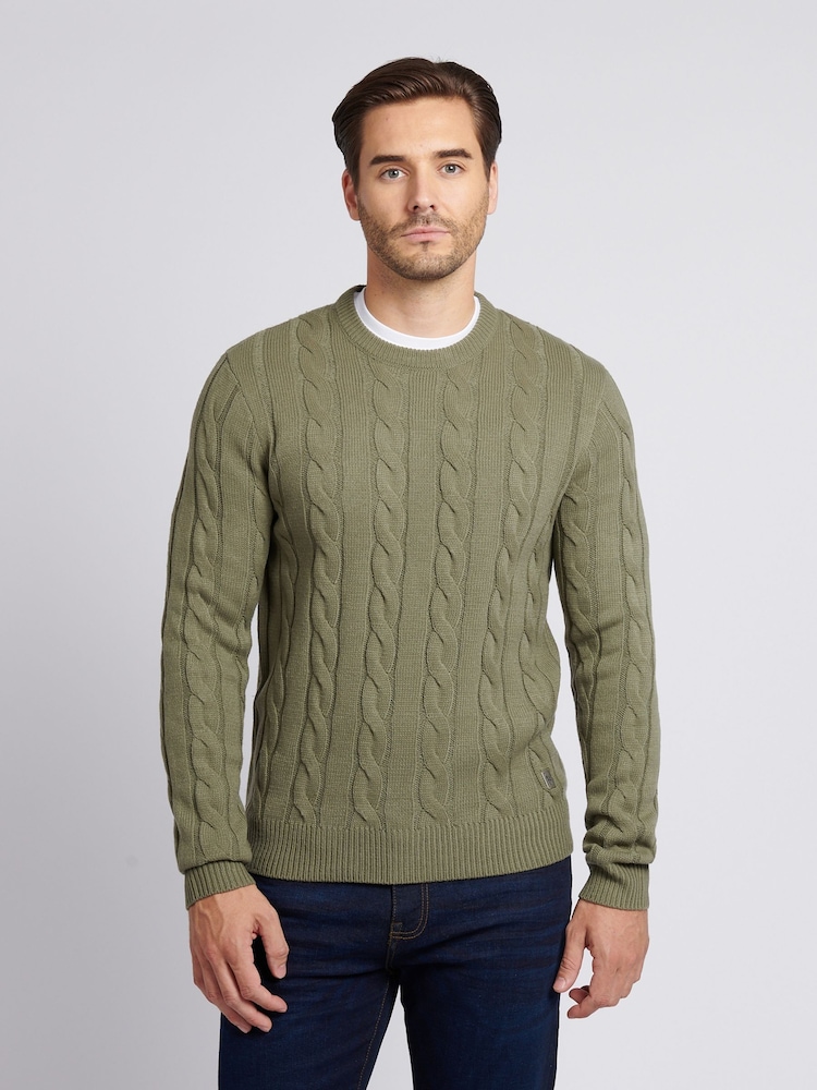 Verde - U.S. Polo Assn. Suéter masculino de malha trançada - Imagem 1 de 7