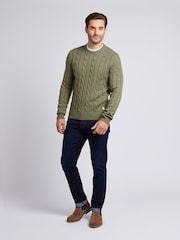 Verde - U.S. Polo Assn. Suéter masculino de malha trançada - Imagem 3 de 7