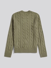 Verde - U.S. Polo Assn. Suéter masculino de malha trançada - Imagem 6 de 7