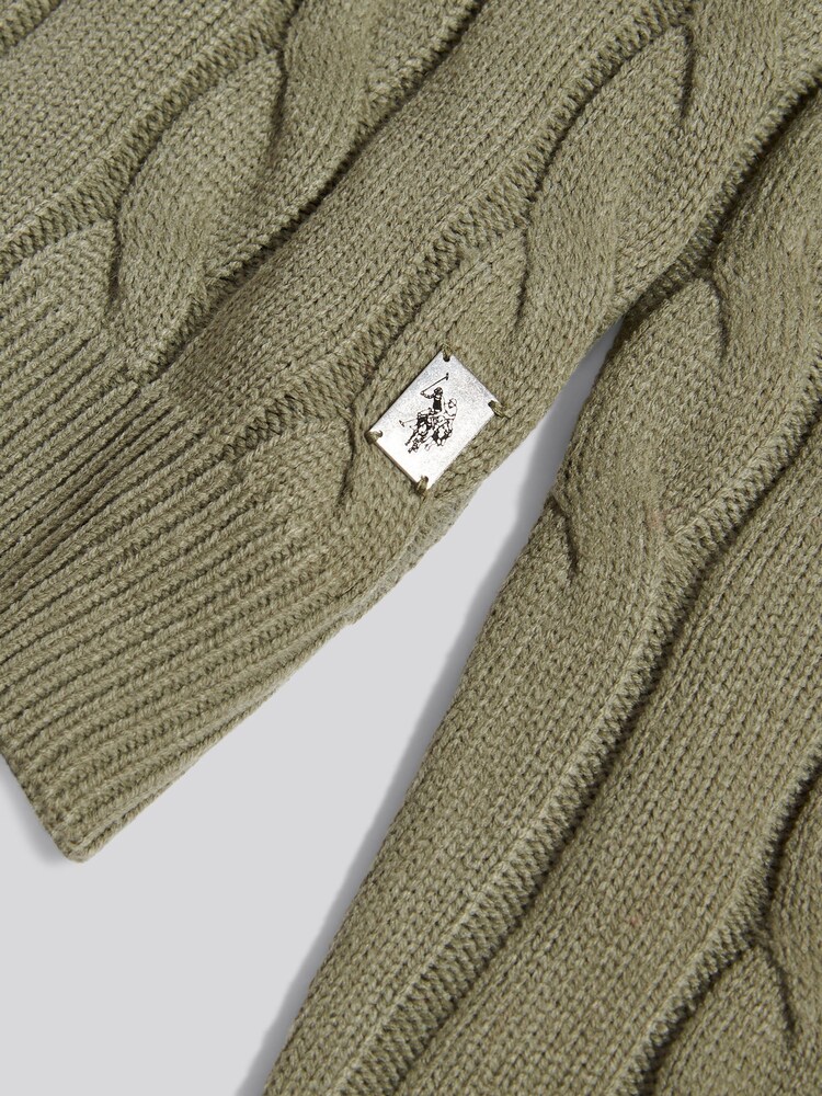 Verde - U.S. Polo Assn. Suéter masculino de malha trançada - Imagem 7 de 7