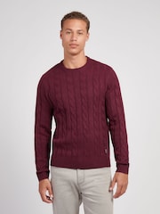 Roxa - U.S. Polo Assn. Suéter masculino de malha trançada - Imagem 1 de 7