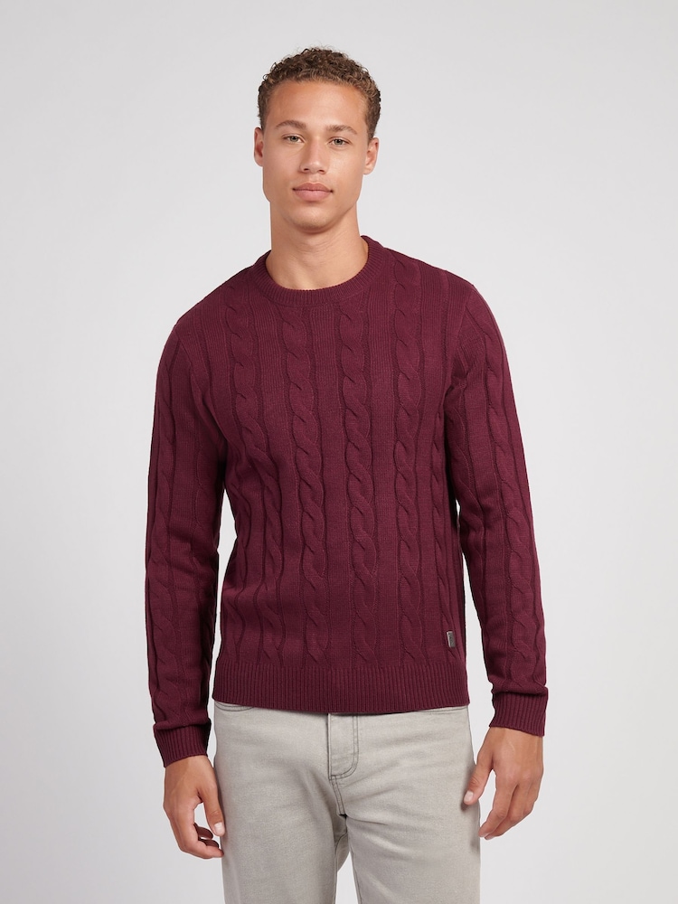 Roxa - U.S. Polo Assn. Suéter masculino de malha trançada - Imagem 1 de 7