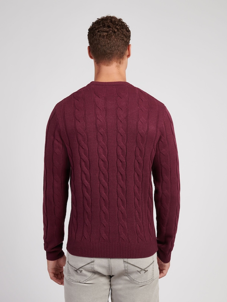 Roxa - U.S. Polo Assn. Suéter masculino de malha trançada - Imagem 2 de 7