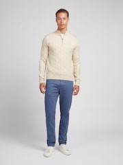 U.S. Polo Assn. Natural Mens Cotton Funnel Neck Quarter  Zip Knit Sweatshirt - Image 2 of 7