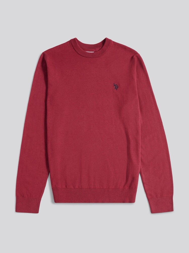 U.S. Polo Assn. Red Mens Cotton Crew Neck Jumper - Image 1 of 3 U.S. Polo Assn. Red Mens Cotton Crew Neck Jumper - Image 1 of 3