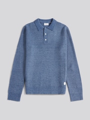 U.S. Polo Assn. Blue Mens Brushed Knit Long Sleeve Polo Shirt - Image 5 of 7
