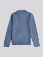 U.S. Polo Assn. Blue Mens Brushed Knit Long Sleeve Polo Shirt - Image 6 of 7