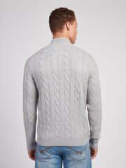 Cinza - U.S. Polo Assn. Mens Cotton Funnel Neck 1/4 Zip Knit Sweatshirt - Imagem 4 de 7