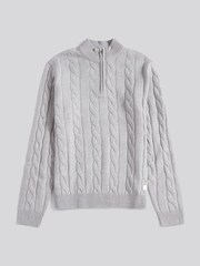 Cinza - U.S. Polo Assn. Mens Cotton Funnel Neck 1/4 Zip Knit Sweatshirt - Imagem 5 de 7