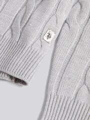 Cinza - U.S. Polo Assn. Mens Cotton Funnel Neck 1/4 Zip Knit Sweatshirt - Imagem 7 de 7
