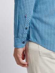 U.S. Polo Assn. Blue Mens Herringbone Weave Peached Gingham Shirt - Image 5 of 8
