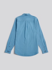 U.S. Polo Assn. Blue Mens Herringbone Weave Peached Gingham Shirt - Image 7 of 8