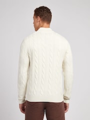 U.S. Polo Assn. White Mens Cotton Funnel Neck 1/4 Zip Knit Sweatshirt - Image 2 of 7
