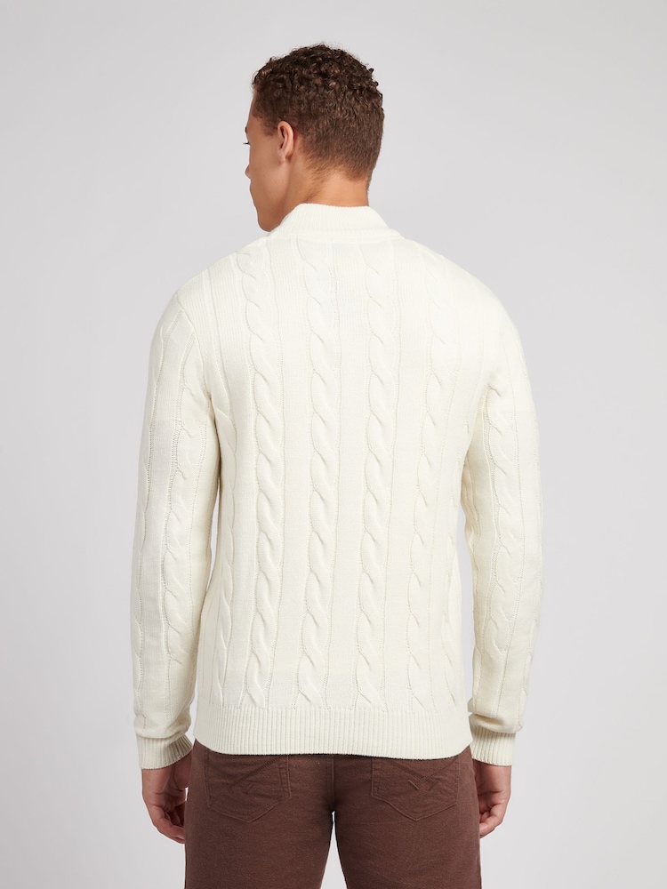 U.S. Polo Assn. White Mens Cotton Funnel Neck 1/4 Zip Knit Sweatshirt - Image 2 of 7 U.S. Polo Assn. White Mens Cotton Funnel Neck 1/4 Zip Knit Sweatshirt - Image 2 of 7