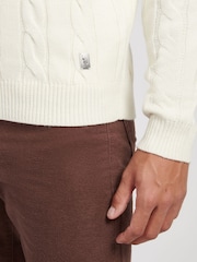 U.S. Polo Assn. White Mens Cotton Funnel Neck 1/4 Zip Knit Sweatshirt - Image 4 of 7