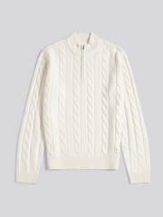 U.S. Polo Assn. White Mens Cotton Funnel Neck 1/4 Zip Knit Sweatshirt - Image 5 of 7