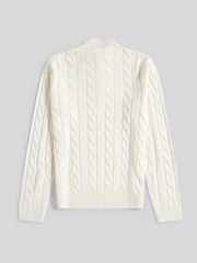 U.S. Polo Assn. White Mens Cotton Funnel Neck 1/4 Zip Knit Sweatshirt - Image 6 of 7