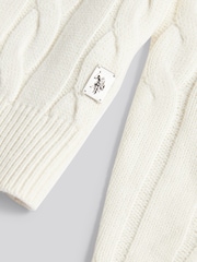 U.S. Polo Assn. White Mens Cotton Funnel Neck 1/4 Zip Knit Sweatshirt - Image 7 of 7