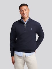 U.S. Polo Assn. Blue Mens French Rib 1/4 Funnel Sweatshirt - Image 1 of 8
