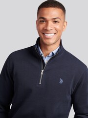 U.S. Polo Assn. Blue Mens French Rib 1/4 Funnel Sweatshirt - Image 2 of 8
