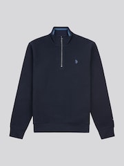 U.S. Polo Assn. Blue Mens French Rib 1/4 Funnel Sweatshirt - Image 5 of 8