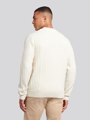 U.S. Polo Assn. White Mens Aran Knit Crew Jumper - Image 3 of 7