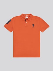 U.S. Polo Assn. Orange Regular Fit Mens Player 3 Pique 100% Cotton Polo Shirt - Image 5 of 8