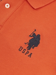 U.S. Polo Assn. Orange Regular Fit Mens Player 3 Pique 100% Cotton Polo Shirt - Image 7 of 8