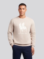 U.S. Polo Assn. Natural Mens Tonal Double Horsemen Print Crew Sweatshirt - Image 1 of 9