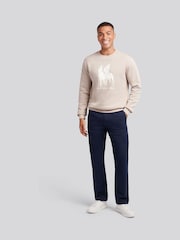 U.S. Polo Assn. Natural Mens Tonal Double Horsemen Print Crew Sweatshirt - Image 3 of 9