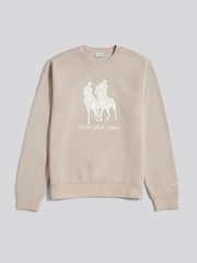 U.S. Polo Assn. Natural Mens Tonal Double Horsemen Print Crew Sweatshirt - Image 6 of 9