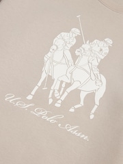 U.S. Polo Assn. Natural Mens Tonal Double Horsemen Print Crew Sweatshirt - Image 9 of 9
