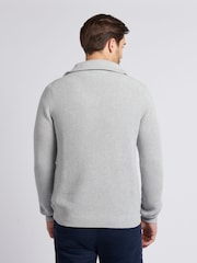 U.S. Polo Assn. Grey Mens Aran Mix Knit Funnel Jumper - Image 3 of 7